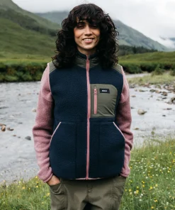 Sale Finisterre Women's Bolster Fleece Vest Navy/Olive