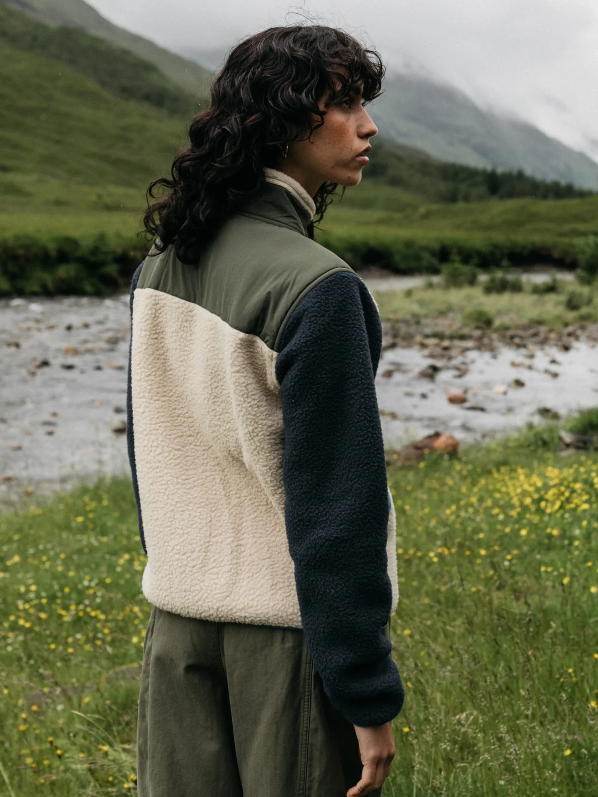 Outlet Finisterre Women's Bolster Full Zip Fleece Navy/Oatmeal/Olive
