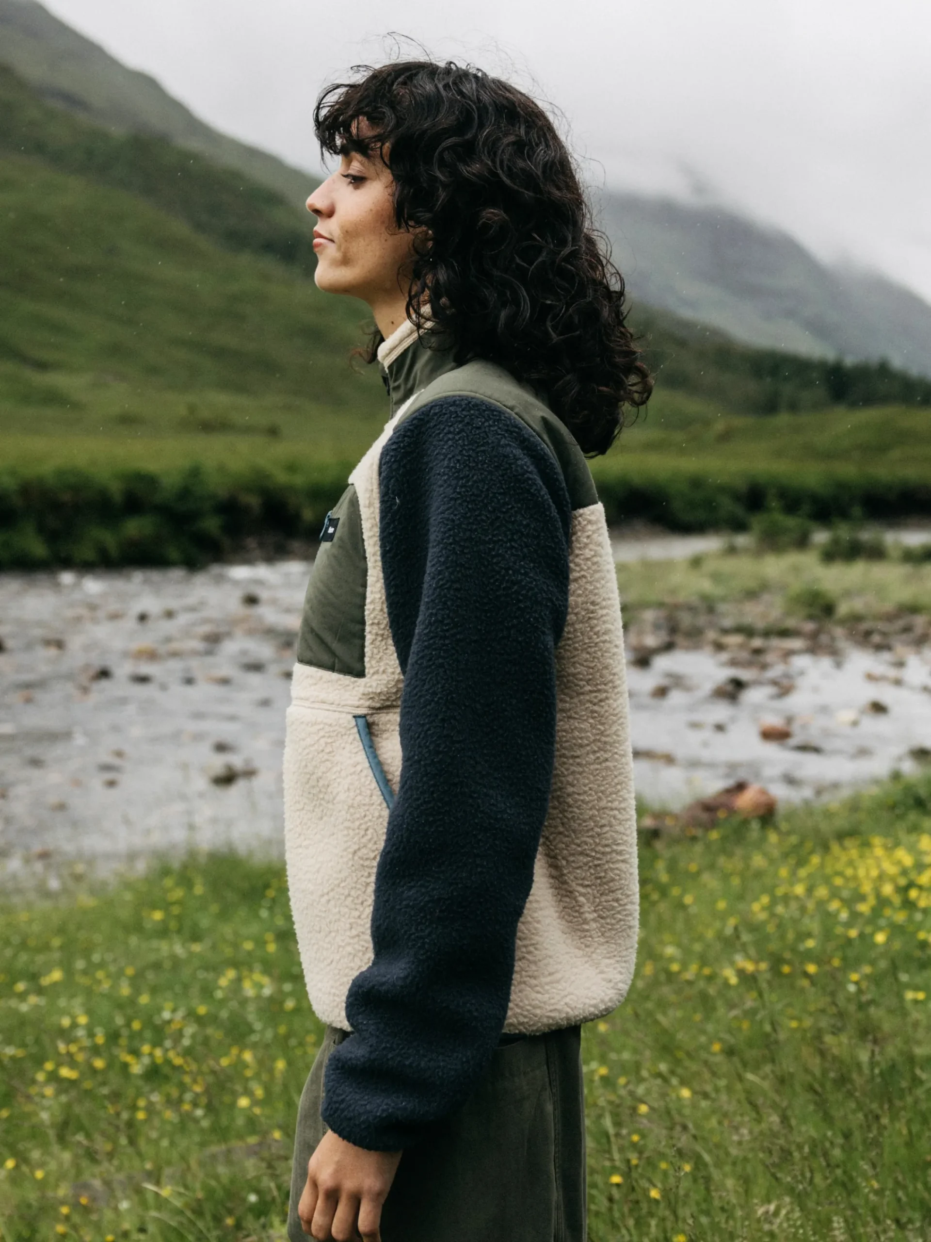 Outlet Finisterre Women's Bolster Full Zip Fleece Navy/Oatmeal/Olive