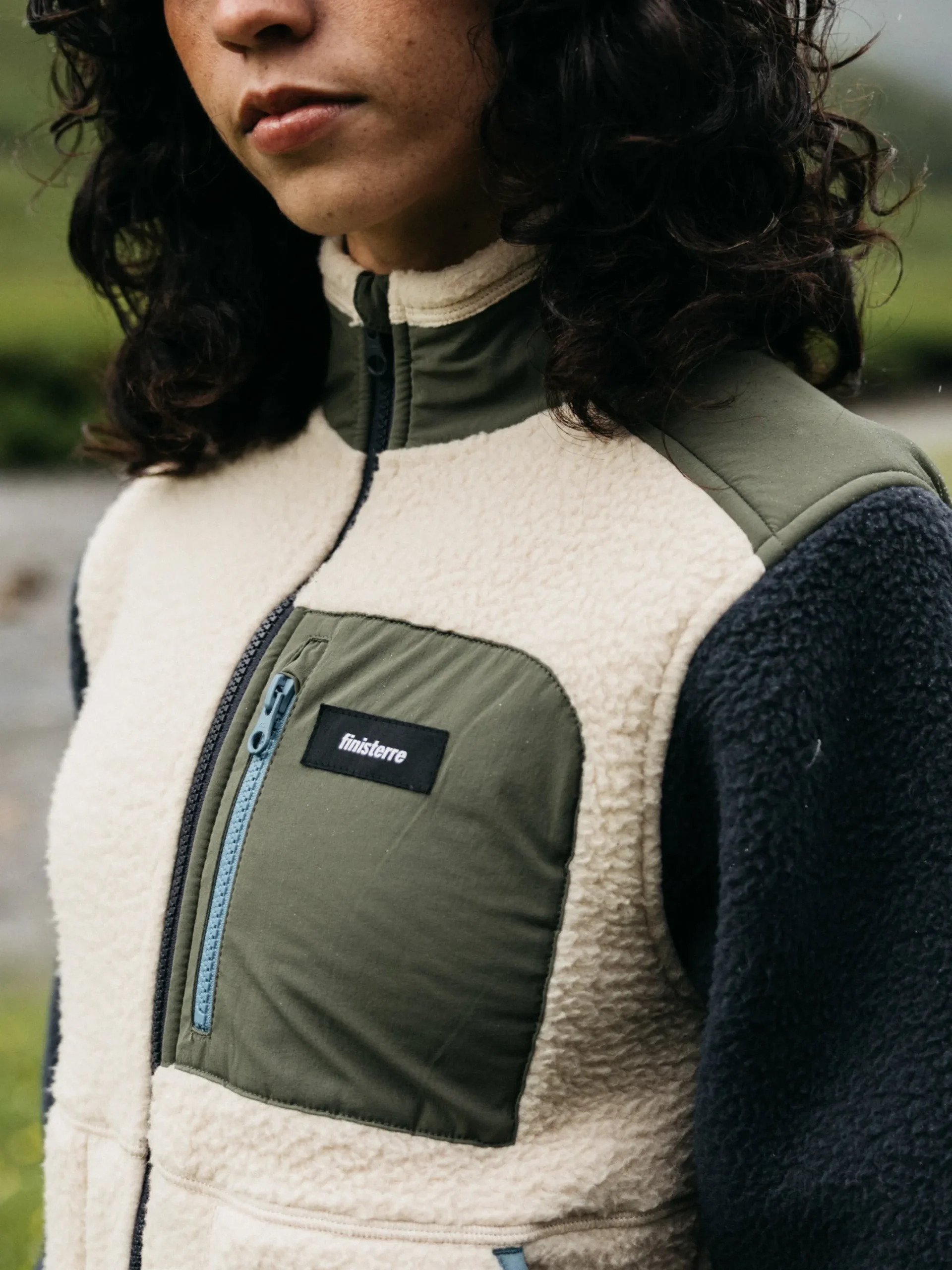 Outlet Finisterre Women's Bolster Full Zip Fleece Navy/Oatmeal/Olive