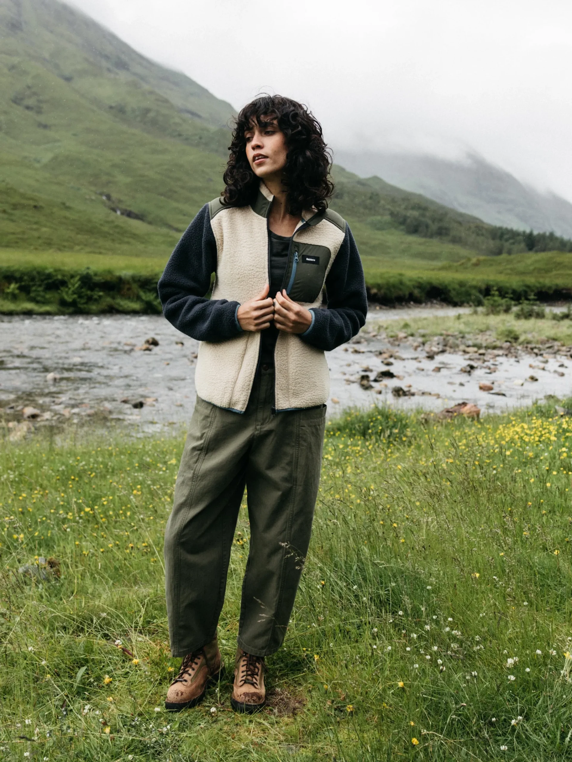 Outlet Finisterre Women's Bolster Full Zip Fleece Navy/Oatmeal/Olive