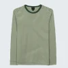 Shop Finisterre Women's Eldon Long Sleeve T-Shirt PineShadow/Ecru/TeaGreen