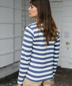 Discount Finisterre Women's Eldon Long Sleeve T-Shirt CoastalFjord/Ecru