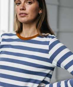 Discount Finisterre Women's Eldon Long Sleeve T-Shirt CoastalFjord/Ecru