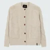 Hot Finisterre Women's Ennis Cable Knit Cardigan Oatmeal