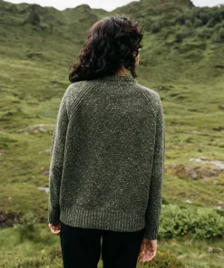 Shop Finisterre Women's Farne Crew Neck Knit Sweater Olive