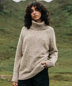 Cheap Finisterre Women's Farne Roll Neck Knit Sweater Oatmeal