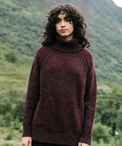 Discount Finisterre Women's Farne Roll Neck Knit Sweater BlackCherry