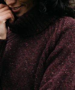 Discount Finisterre Women's Farne Roll Neck Knit Sweater BlackCherry