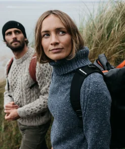 New Finisterre Women's Farne Roll Neck Knit Sweater Indigo