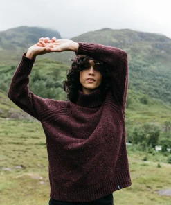 Discount Finisterre Women's Farne Roll Neck Knit Sweater BlackCherry