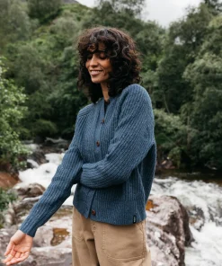 Sale Finisterre Women's Mora Crew Neck Cardigan Denim