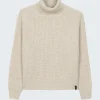 Clearance Finisterre Women's Mora Roll Neck Knit Sweater Ecru