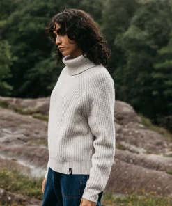 Clearance Finisterre Women's Mora Roll Neck Knit Sweater Ecru
