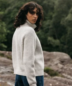 Clearance Finisterre Women's Mora Roll Neck Knit Sweater Ecru