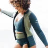 Hot Finisterre Women's Nieuwland 2mm Yulex® Long Sleeve Top Teal/Khaki/Aqua