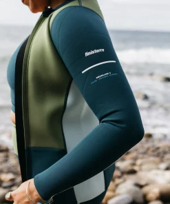 Hot Finisterre Women's Nieuwland 2mm Yulex® Long Sleeve Top Teal/Khaki/Aqua