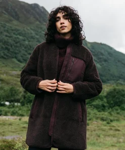 Outlet Finisterre Women's Orsik Fleece Longline Jacket SealBrown