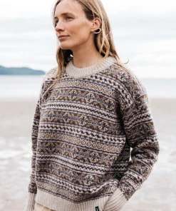 Best Finisterre Women's Shetland Fairisle Sweater BlackCherry/Ecru/HeatherMistMulti