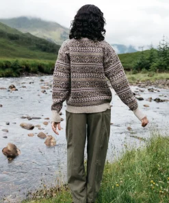 Best Finisterre Women's Shetland Fairisle Sweater BlackCherry/Ecru/HeatherMistMulti