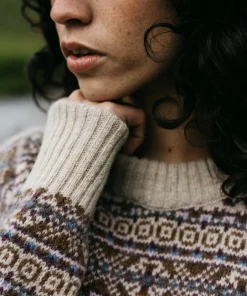 Best Finisterre Women's Shetland Fairisle Sweater BlackCherry/Ecru/HeatherMistMulti