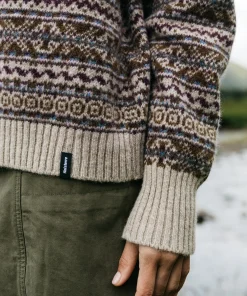 Best Finisterre Women's Shetland Fairisle Sweater BlackCherry/Ecru/HeatherMistMulti