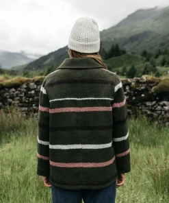 Outlet Finisterre Women's Stowe Blanket Jacket OliveStripeMulti