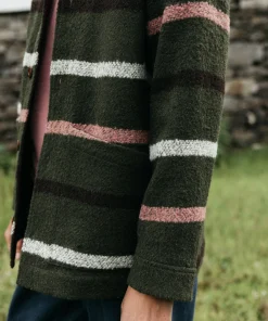 Outlet Finisterre Women's Stowe Blanket Jacket OliveStripeMulti